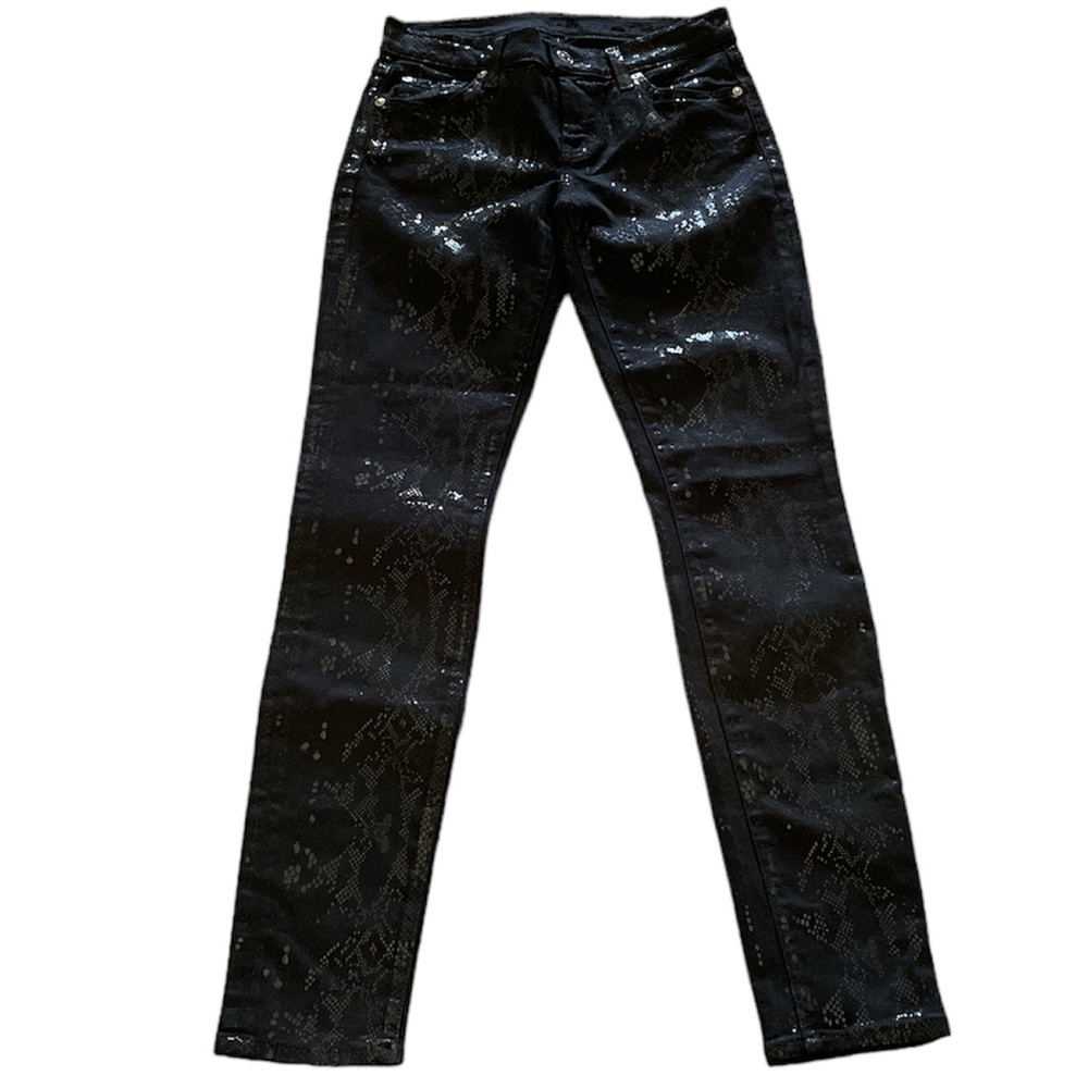 7 for all Mankind The Skinny snakeskin jeans in black